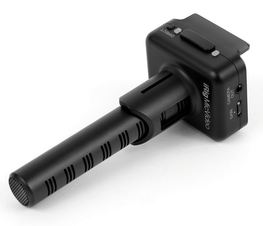 IK Multimedia iRig Mic Video – Kompaktes, schwarzes Richtmikrofon. Nimmt hochwertigen Ton für Videoaufnahmen mit Smartphones auf.