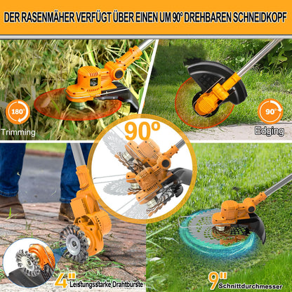 WISDOM LIFE Akku-Rasentrimmer 4-in-1 Freischneider 21V mit 2 Akkus