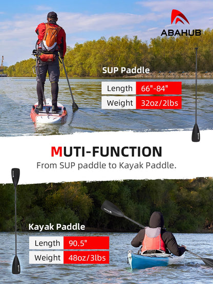Abahub 2-in-1 SUP- und Kajakpaddel, Aluminium, verstellbar, schwarz