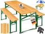 KESSER Bierzeltgarnitur 3-teilig, klappbar, Holz, 170 x 46 x 75 cm – Biertisch mit zwei Bierbänken und Stahlgestell