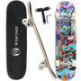 WHOME Pro Skateboard Komplettboard 31 x 8 Zoll Ahorn Urban mit 8-lagigem Double-Kick-Deck und 53-mm-Rollen