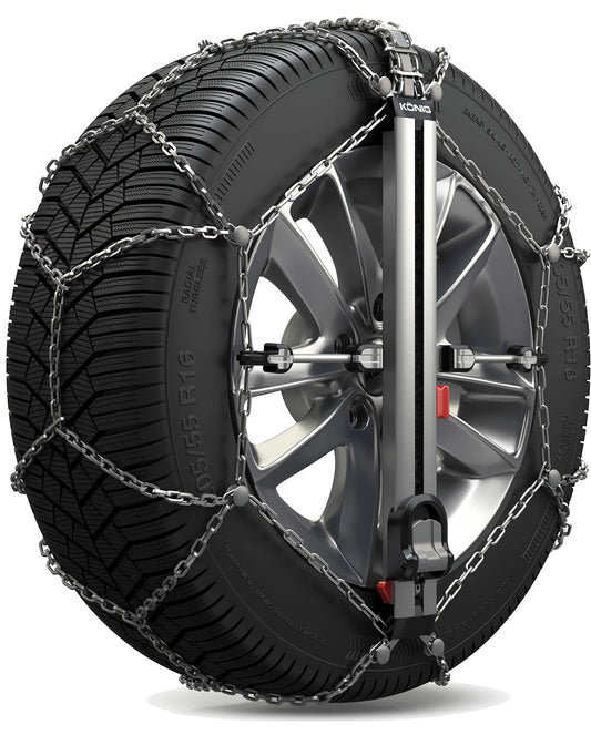 KÖNIG Easy-Fit CU-9 055 Schneeketten. Silberne Metallketten für Reifen. Erhöht die Reifentraktion auf Schnee und Eis.