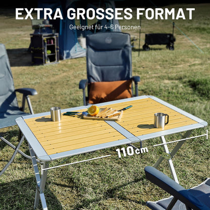 TIMBER RIDGE Campingtisch Faltbar 110x70cm – Holzoptik