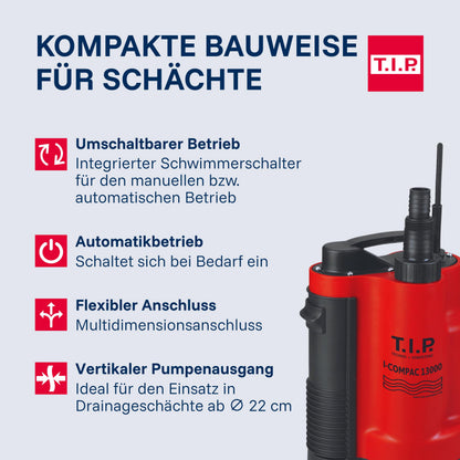 T.I.P. I-Compac 13000 Schmutzwasser-Drainage-Tauchpumpe 750 W