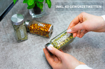 DEKOFY Gewürzregal mit 18 Gläsern ohne Bohren, schwarz