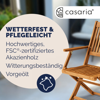Casaria Sydney Gartenstuhl – Akazienholz klappbar 4er Set