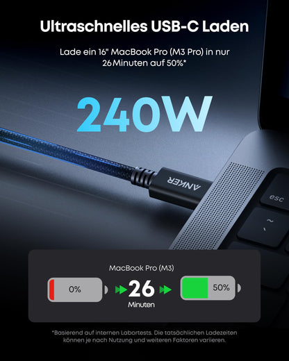 Anker Prime Thunderbolt 5 Kabel USB-C 240W 80Gbps 1m