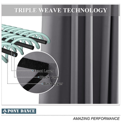 PONY DANCE Thermogardinen Verdunklungsvorhänge – 2er Set Grau 245x200cm