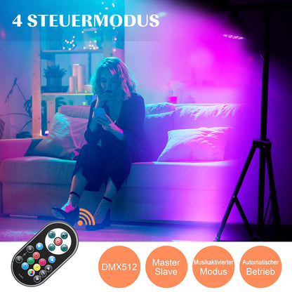 U'King LED Par Strahler RGB 4er Set Bühnenlicht mit Fernbedienung