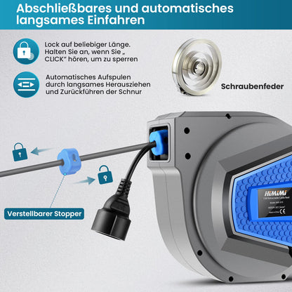 Himimi Automatik Kabeltrommel Verlängerungskabel Wand 15+1m