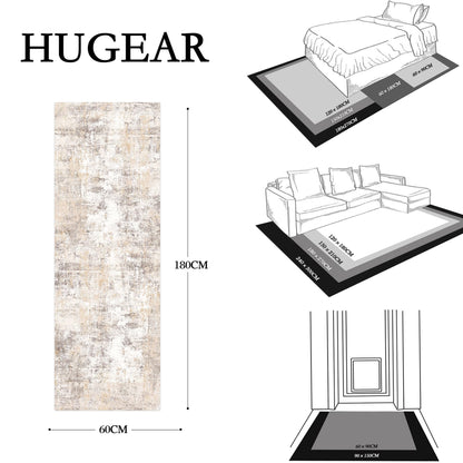 HUGEAR Waschbarer Teppich 150 x 210 cm Beige Grau rutschfest Kurzflor