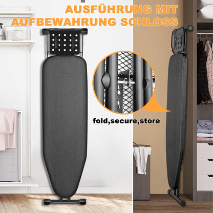 VIOFOTT Bügelbrett M1 klappbar, höhenverstellbar 69-89 cm, 120 x 34 cm