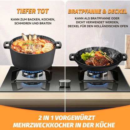 NZQXJXZ Gusseisen Brotbacktopf Dutch Oven – 26cm 2-in-1