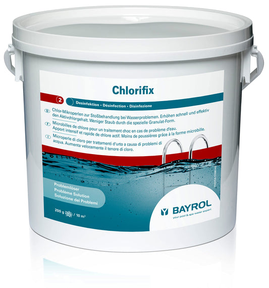 BAYROL Chlorifix Chlorgranulat Mikro Kugeln - 5,0 kg: Weiße Kugeln zur schnellen Desinfektion von Poolwasser.