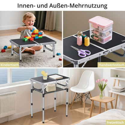 Anbte Campingtisch klappbar 60x40cm, höhenverstellbar, schwarz
