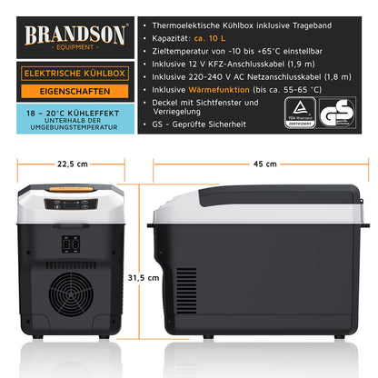 Brandson Kühl-/Wärmebox elektrisch 10L 230V/12V – Cool Grey