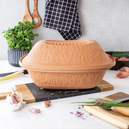 Römertopf Klassiker Bräter Dampfgarer aus Naturton – 3 Liter