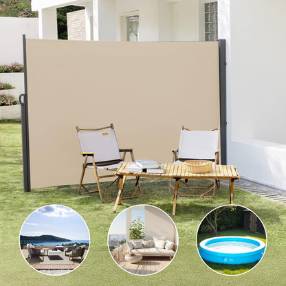 HOMEDEMO Seitenzugmarkise ausziehbar – 180x350+20cm Khaki