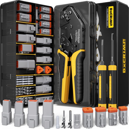 DXCRIMP DT Steckverbinder Set mit Crimpzange und Auspinnwerkzeug, wasserdichte 2/3/4/6-polige Kfz-Stecker