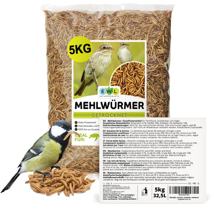 EWL Naturprodukte Mehlwürmer getrocknet Insektensnack 5kg