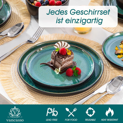 vancasso PLAYA Steingut Geschirrset 24tlg für 6 Personen Grün