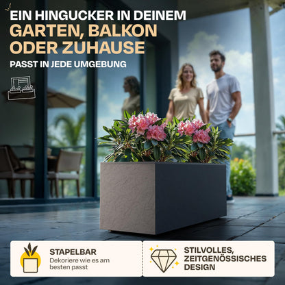 Ondis24 Vulkano Pflanzkübel 2er-Set, 50 L, Wasserspeicher, Anthrazit