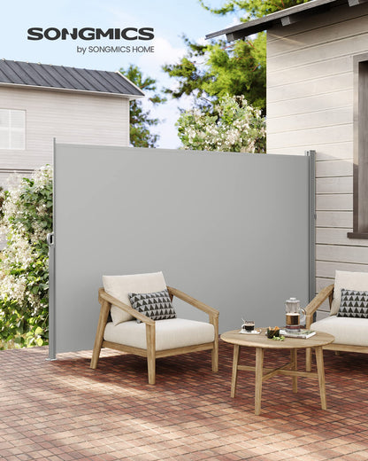 SONGMICS Seitenmarkise ausziehbar 200 x 400 cm, hellgrau, GSA504G03