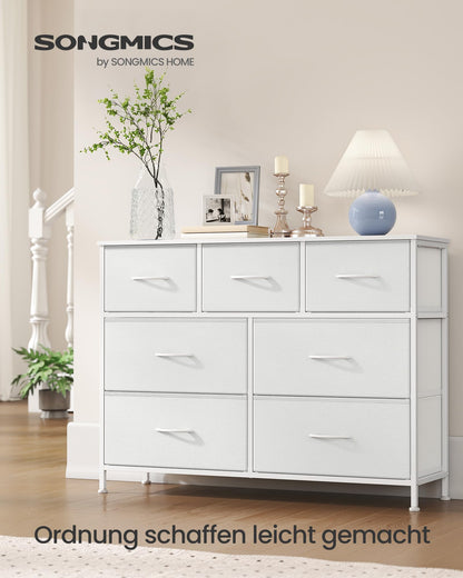 SONGMICS Kommode LGS323WH01, 7 Stoffschubladen, Stahl & MDF, weiss