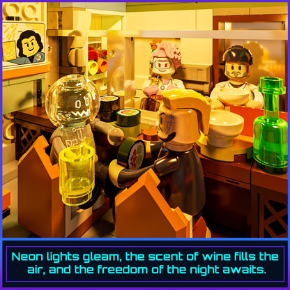 FUNWHOLE Cyberpunk Japanisches Izakaya LED-Baustein Set