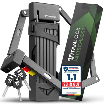 TITANLOCK Faltschloss No3 – ART-zertifiziertes Fahrradschloss, massiver Carbonstahl