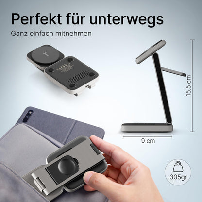 TEGLER MagSafe Ladestation Aluminium für iPhone, Apple Watch & AirPods