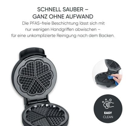 SEVERIN Waffeleisen Black Line WA 2117, Herzwaffeln, 1.000 W