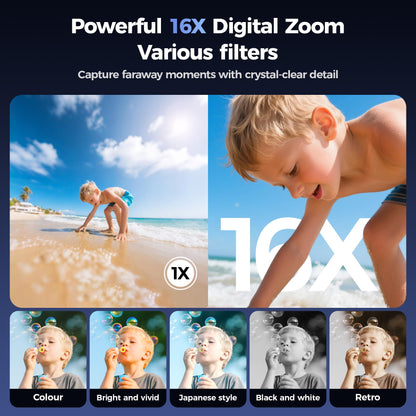 QIUOIO A9 Digitalkamera 4K 64MP Kompaktkamera mit Klappbildschirm
