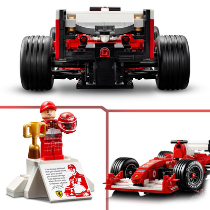 LEGO Icons Ferrari F2004 und Michael Schumacher, F1 Modellauto 11375