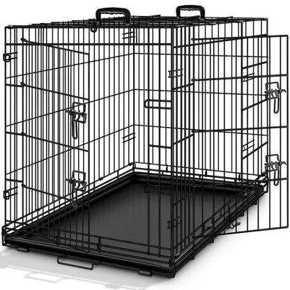 TRESKO Hundekäfig faltbar mit 2 Türen Transportbox – 91x58x64 cm