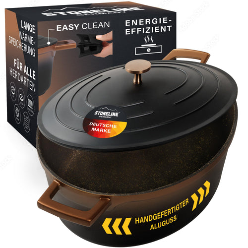 STONELINE Cocotte Aluguss Bräter Induktion – 32 cm Roségold