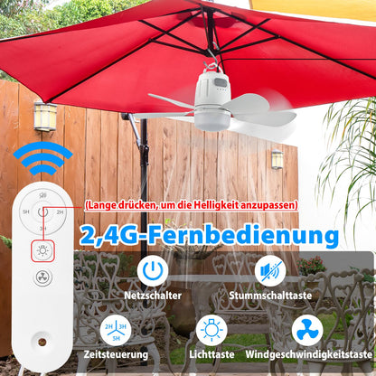 Gliztech Deckenventilator mit Beleuchtung 50 cm, Fernbedienung, LED
