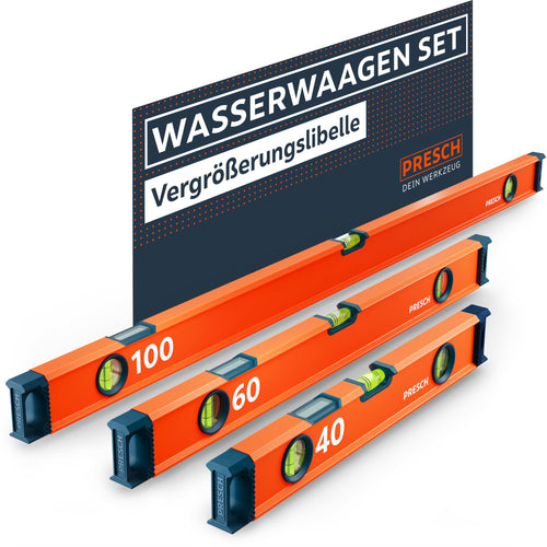 Presch Präzisions-Wasserwaagen Set 3tlg. – 40, 60, 100 cm
