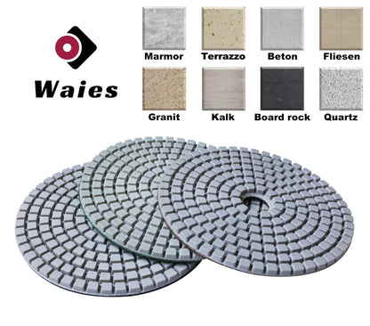 Waies Nass Diamant Schleifpad 150mm Klett für Stein & Fliesen
