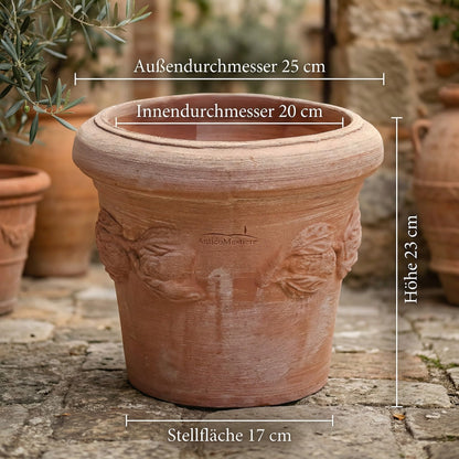 Teramico Blumentopf Terrakotta Conca Limoni mit Untersetzer 25 cm