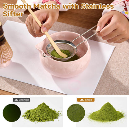 ComboJoy Matcha Set Rosa, 9-teilig mit Matchaschale & Bambusbesen