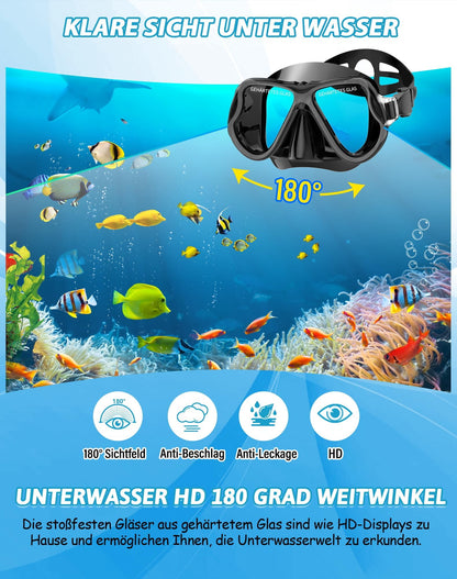 Zenoplige Schnorchelset Erwachsene 3-in-1, Tauchmaske und Flossen