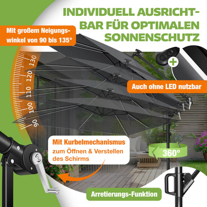KESSER Ampelschirm rechteckig mit Kurbel 250 x 250 cm Anthrazit