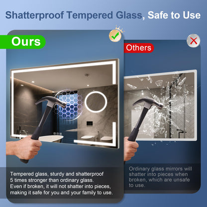 STARLEAD LED Badspiegel 120x70cm - Dimmbar, Vergrösserung, Entfoggen