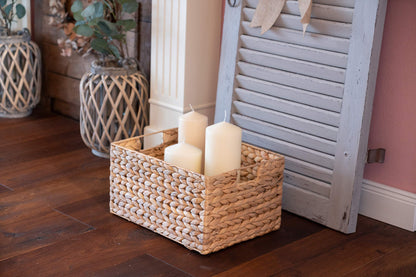 Decorasian Aufbewahrungskorb rechteckig Wasserhyazinthe 37cm 3er-Set