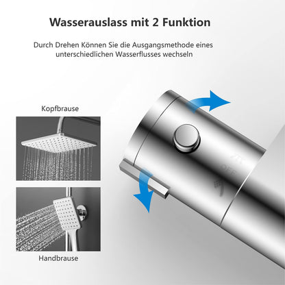 YOOZENA Duschsystem Komplettset mit Thermostat – Regendusche