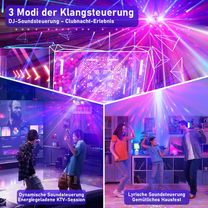 Vicalo Discolicht Partylicht mit 2 Discokugeln, RGB, soundaktiviert