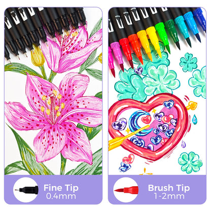Artecho Dual Brush Pen Set, 168 Farben, Pinselstifte mit Tragetasche