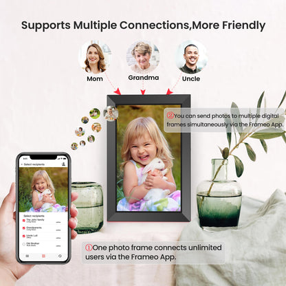 FRAMEO Digitaler Bilderrahmen WLAN 10,1 Zoll IPS Touchscreen 32GB