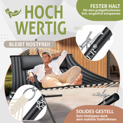 KESSER Hängematte Hill mit Gestell für 2 Personen, Anthrazit